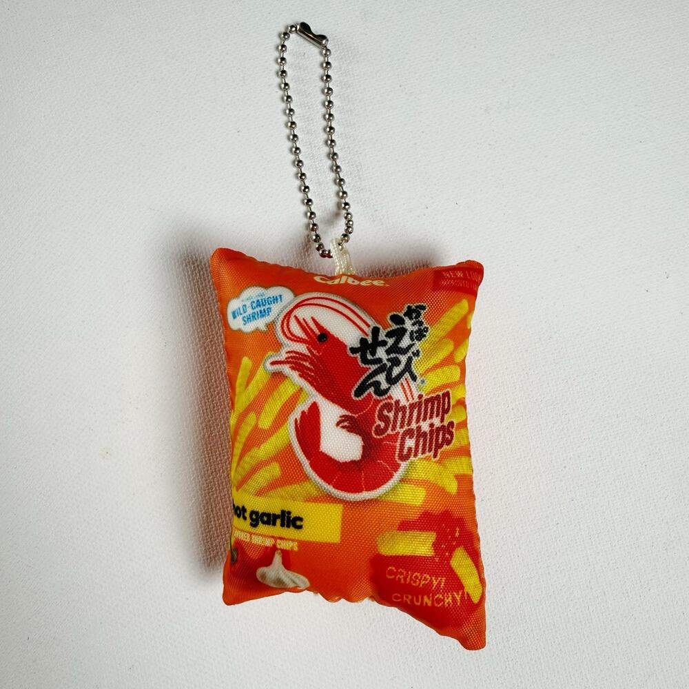 Calbee Hot Garlic Shrimp Chips Keychain Plush 3"